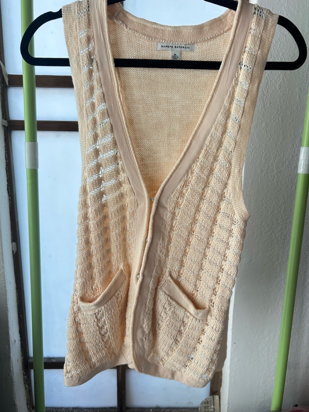 Banana Republic Soft Peach Openwork Knit Vest